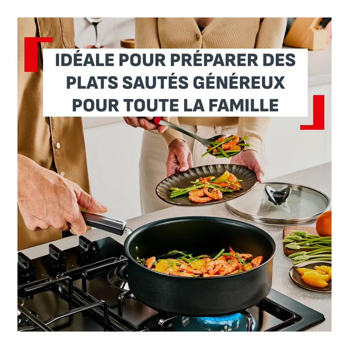 Sauteuse 24cm Excellence + avec couvercle couleur unique, TEFAL