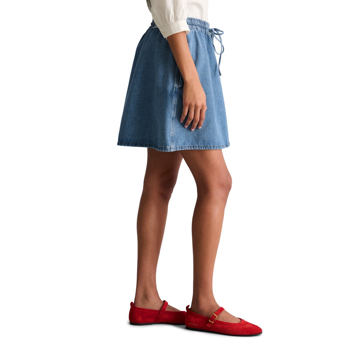Jupe courte en jean A-Shape en pur coton organique bleu, MARC O’POLO DENIM