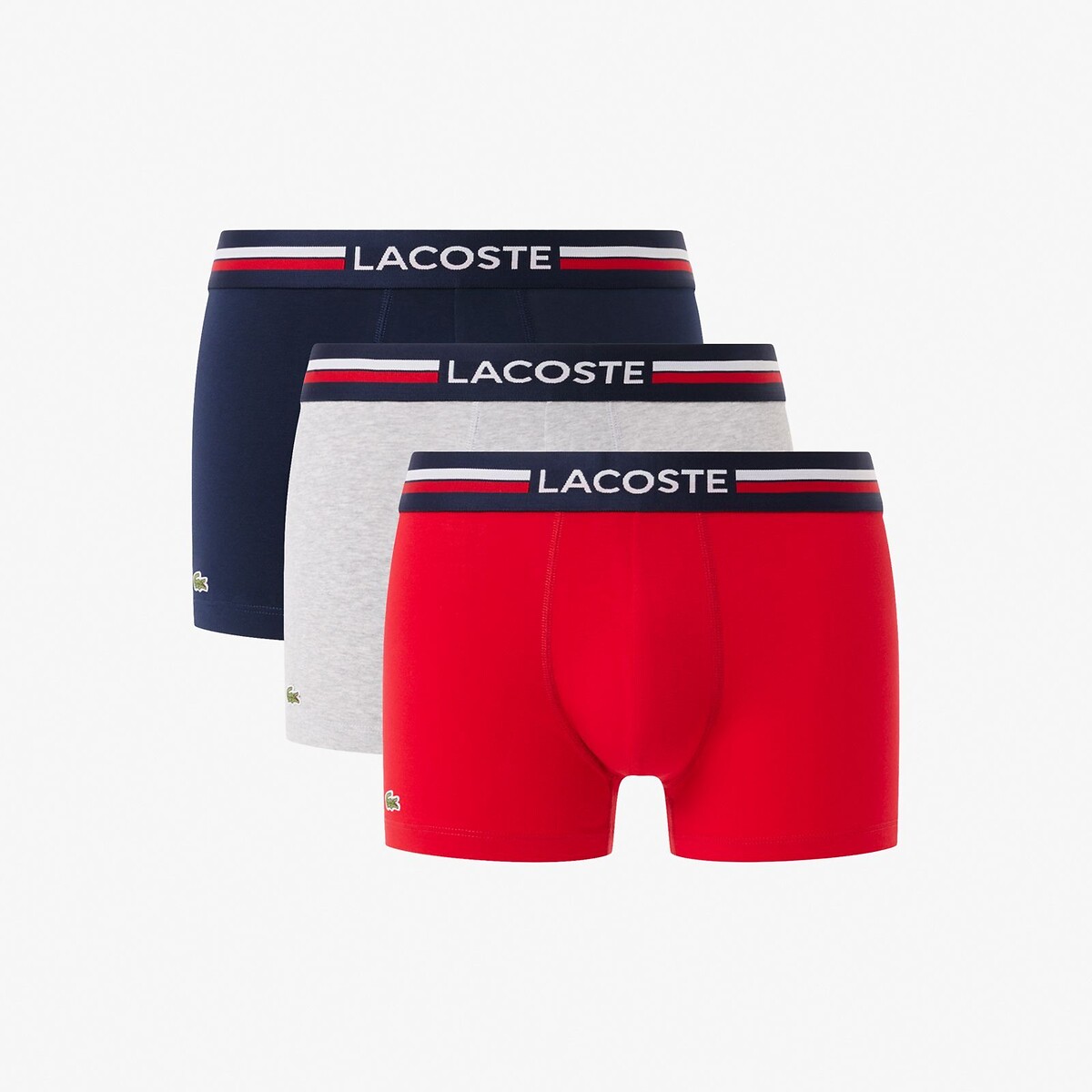 Lot de 3 boxers courts coton stretch bleu-w34, LACOSTE