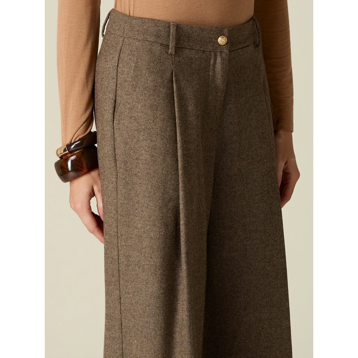 Pantalon palazzo marron, OLTRE