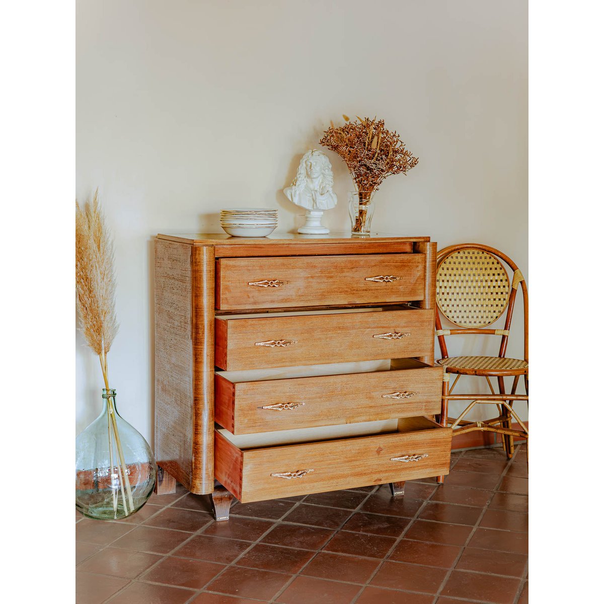 Commode en bois classique art déco Olga N°692 - Bon état bois clair, DEBONGOUT