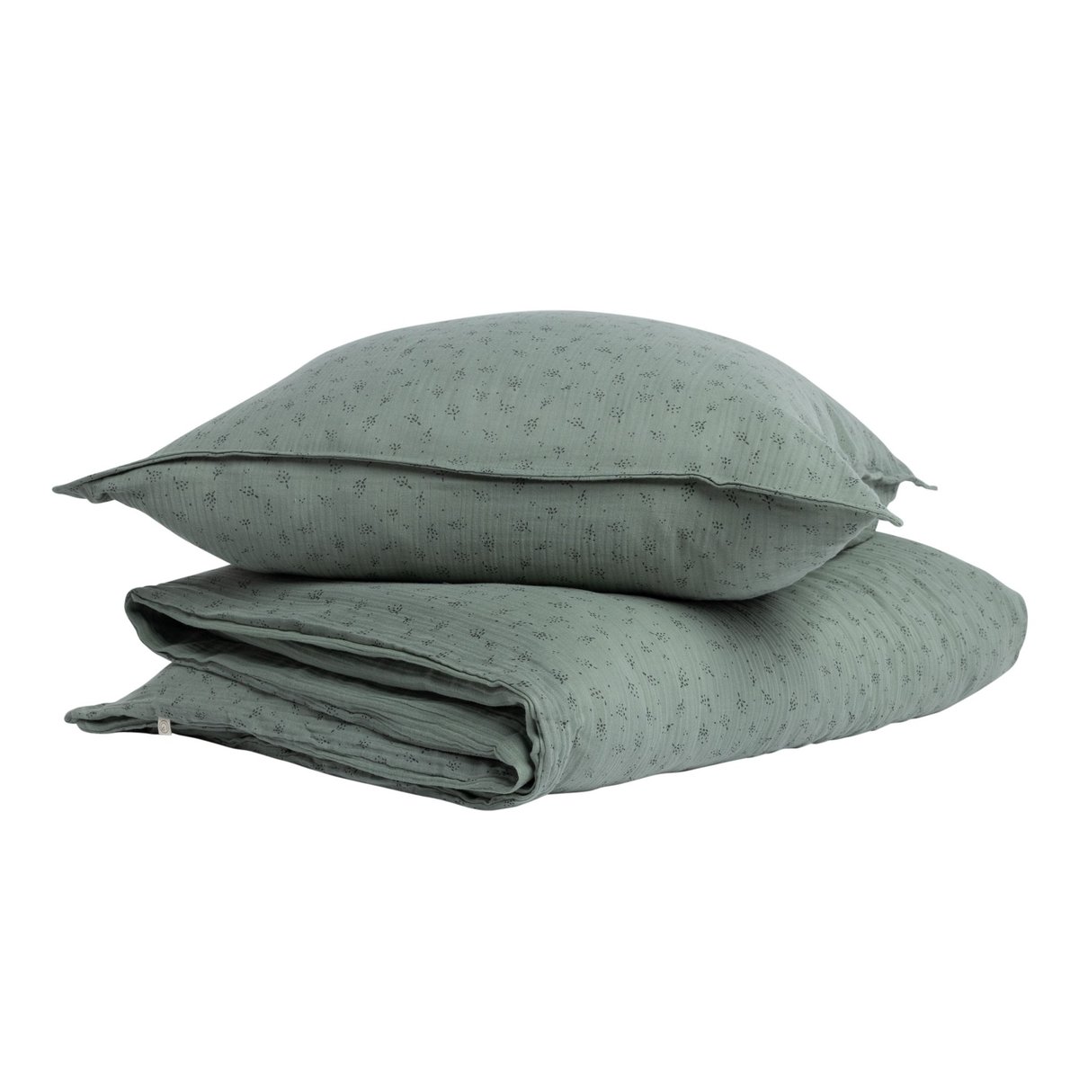 Parure de lit en gaze de coton biologique, Green & Kids vert etincelle eucalyptus, GABRIELLE PARIS