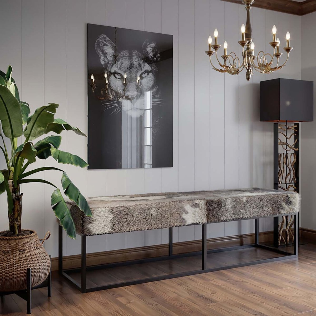 Banc en peau de chèvre, COUNTRY LIFE marron, KARE DESIGN