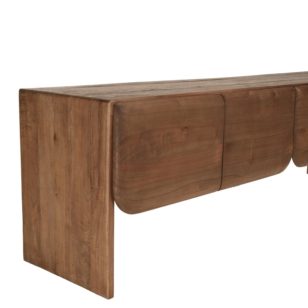 Meuble TV 4 portes en bois de mindi ARCUS bois naturel, PIER IMPORT