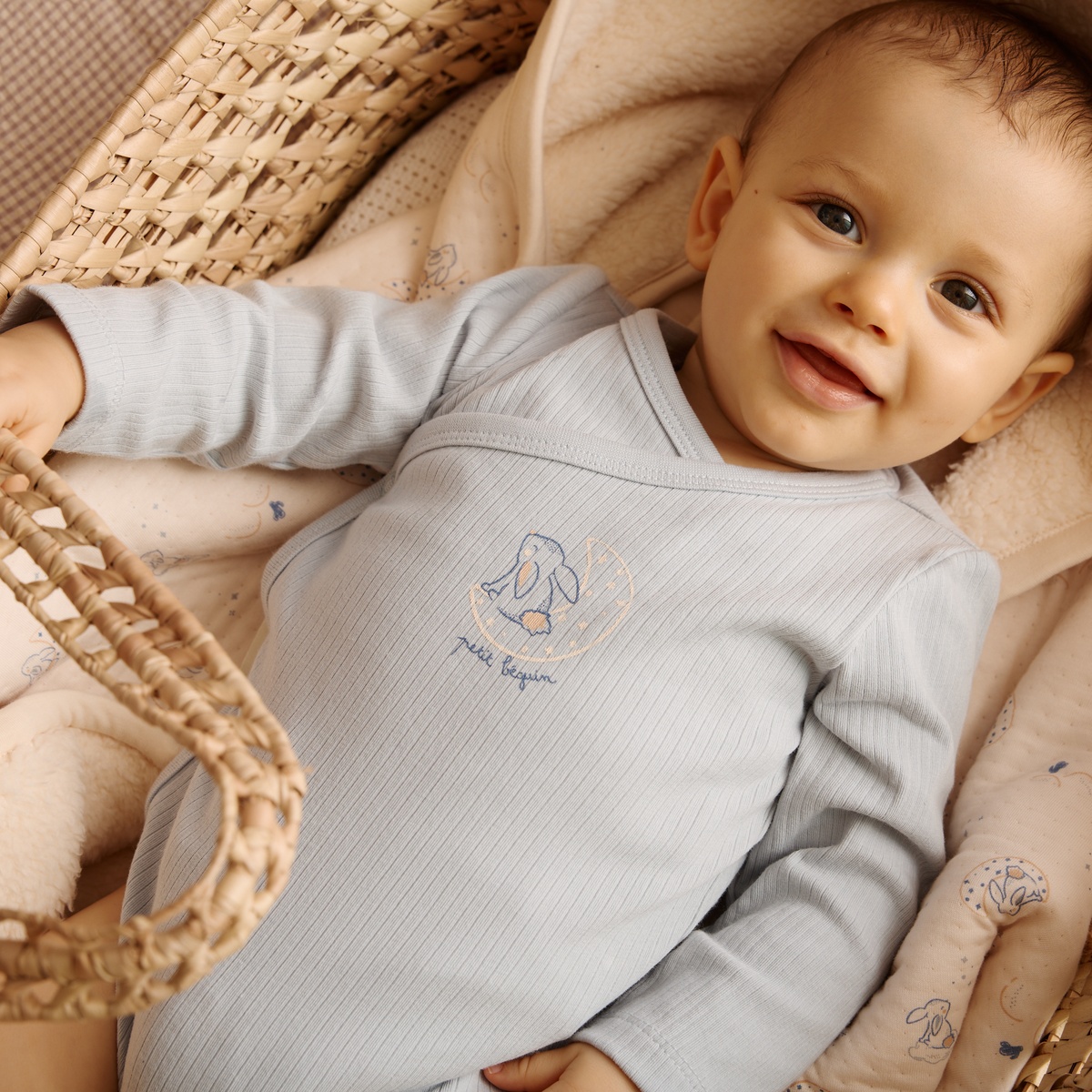Lot de 2 bodies bébé manches longues ouverture croisée Voix Lactée bleu, PETIT BEGUIN