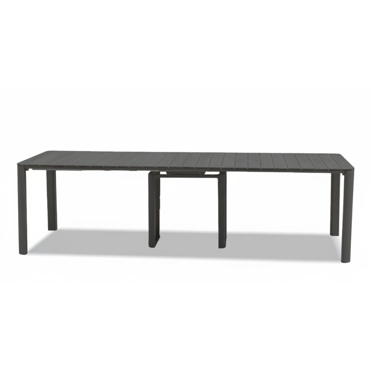 Table extensible aluminium 2/14 personnes gris anthracite, HOME MAISON