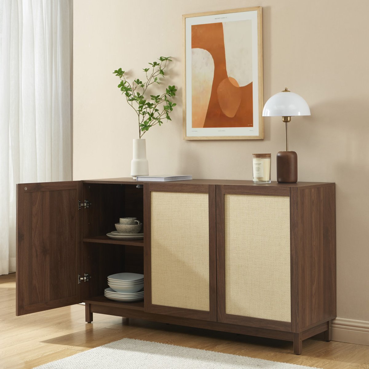 Buffet 3 portes en bois L140cm- ESTELA bois foncé, DRAWER