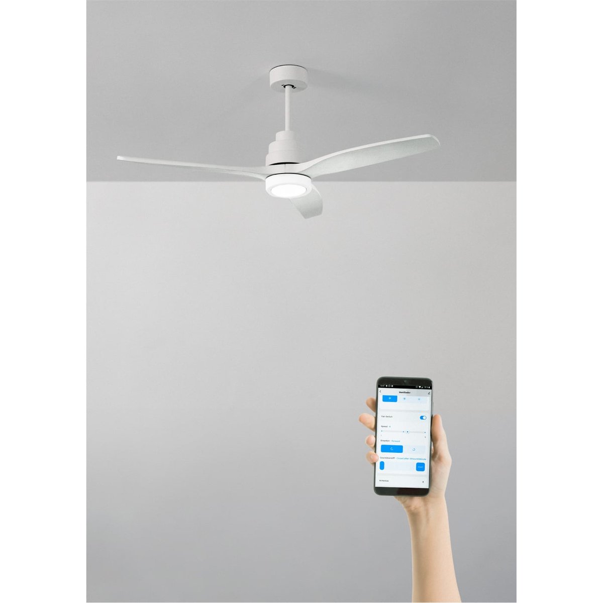 Ventilateur de plafond 40W  avec lumière avec Wi-Fi WIND STYLANCE NATURAL WOOD blanc/blanc, CREATE