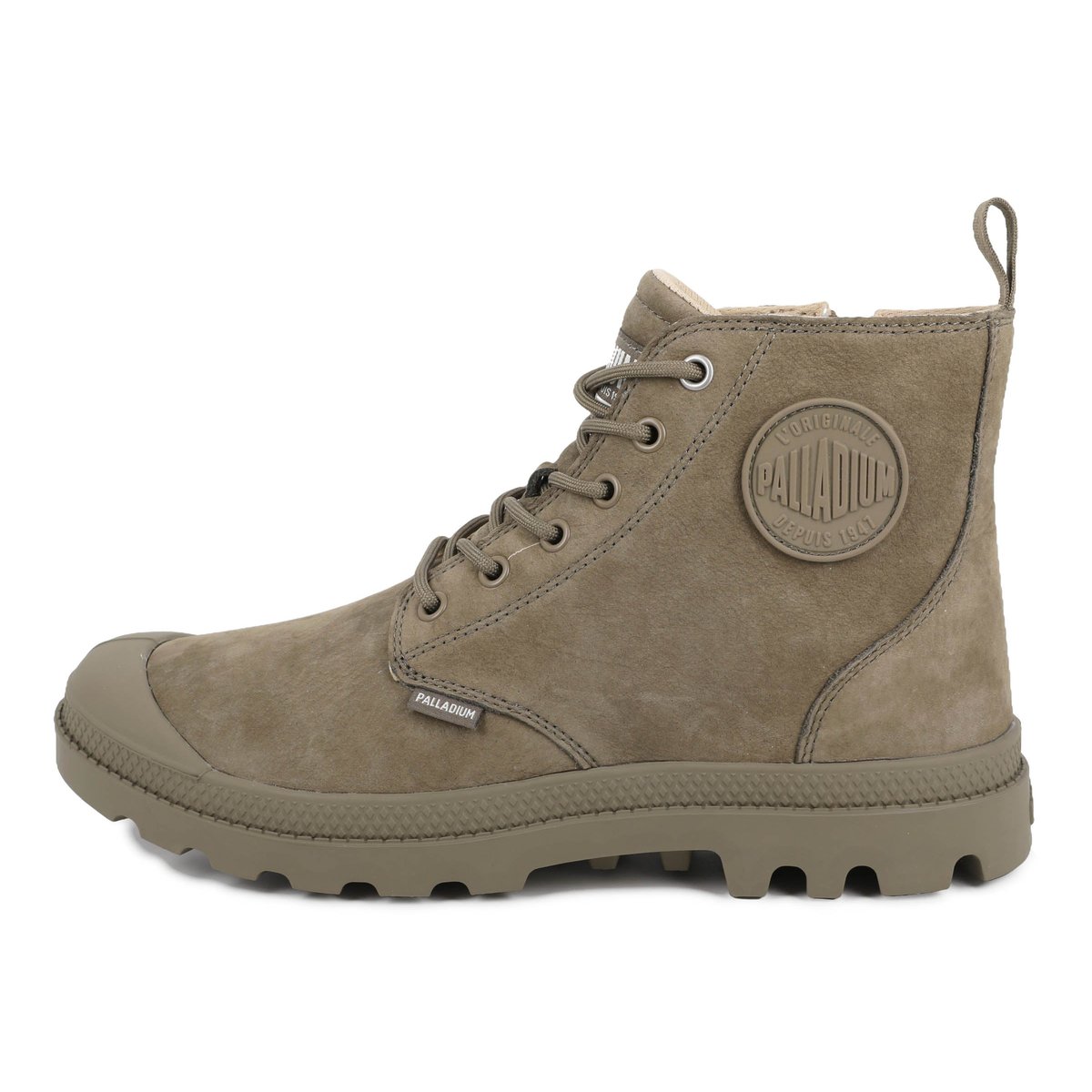 Baskets montantes en coton PAMPA HI ZIP NBK 2 vert-dusky green, PALLADIUM