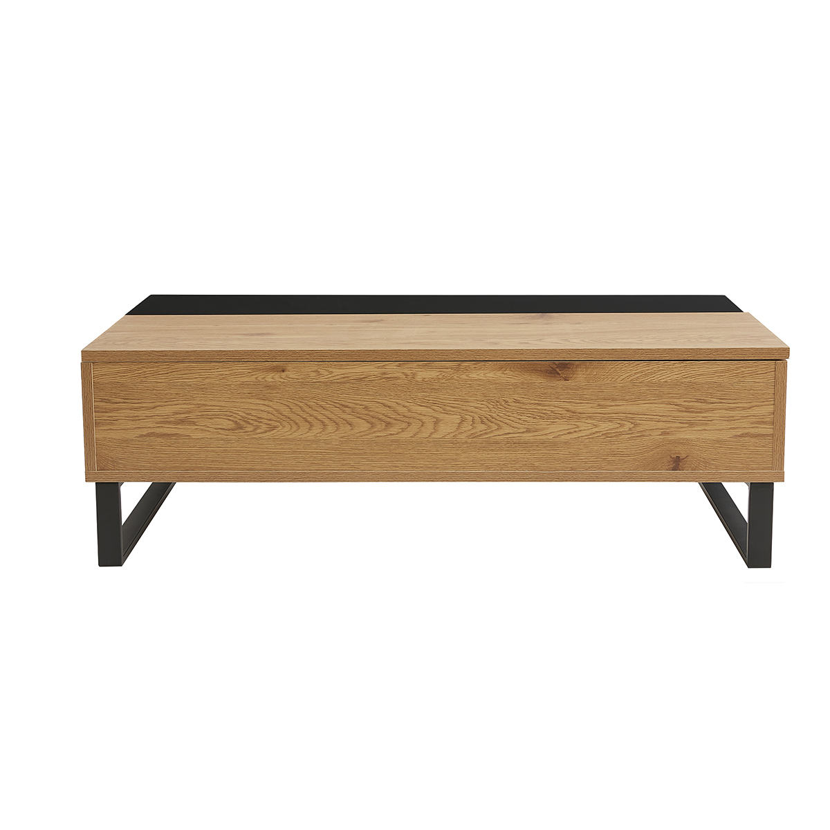 Table basse relevable rectangulaire bois clair et métal noir L110 cm WYNN bois clair / noir, MILIBOO