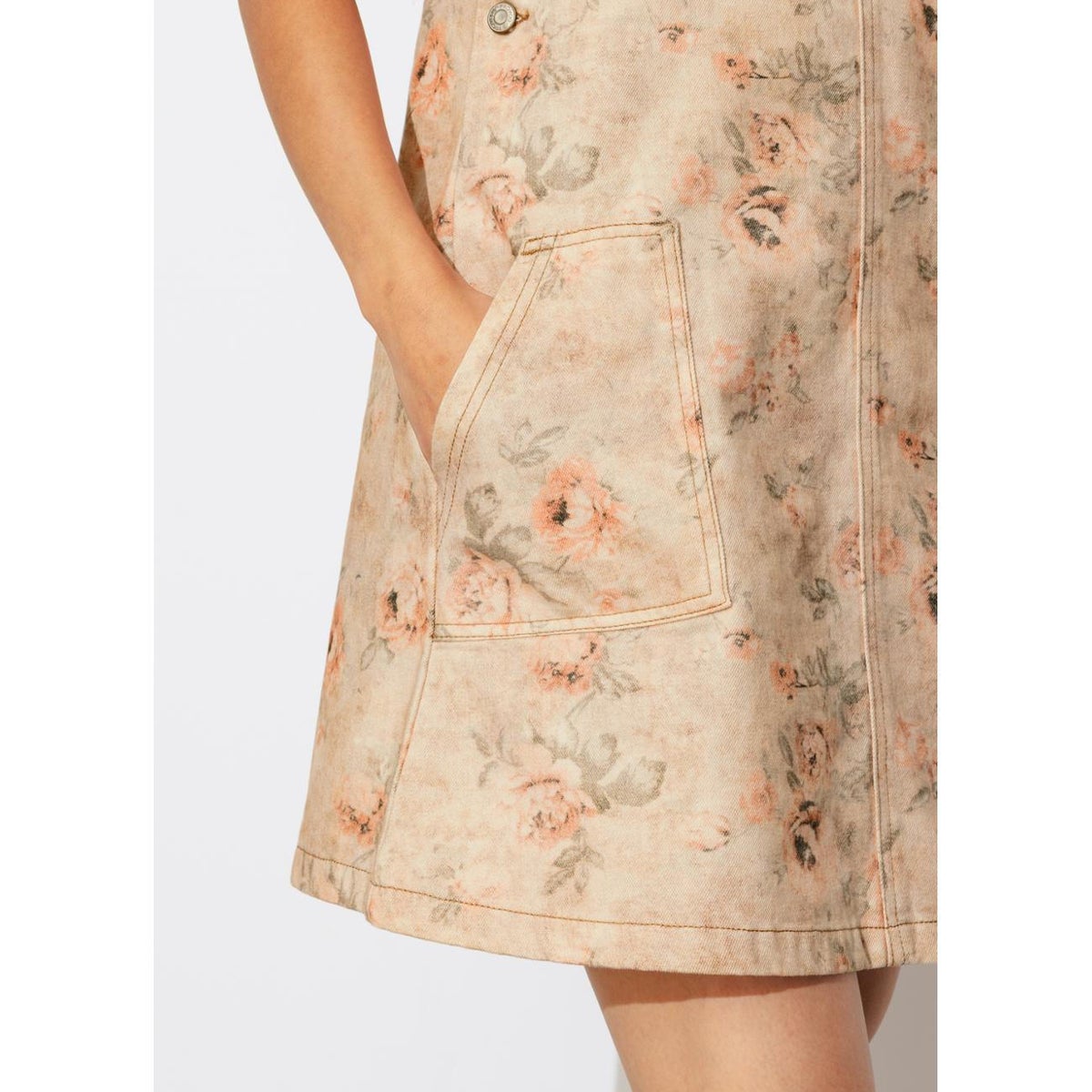 Robe salopette fleurie imprimé écru, PROMOD