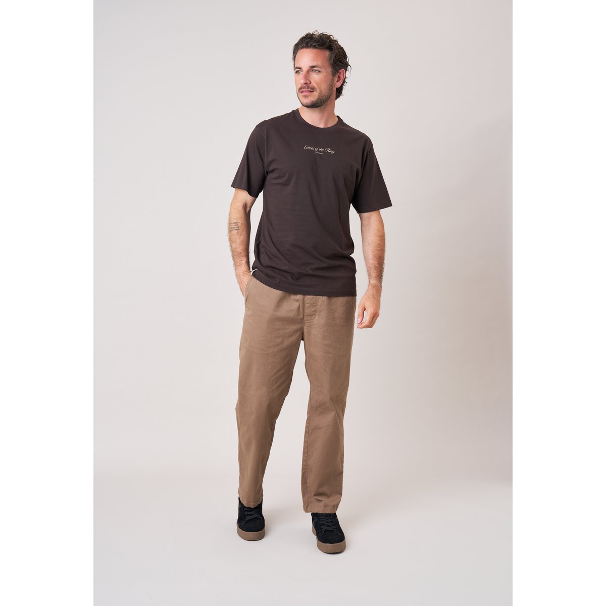 T-shirt loose homme imprimé dos gants de boxe BOXE walnut, DEELUXE