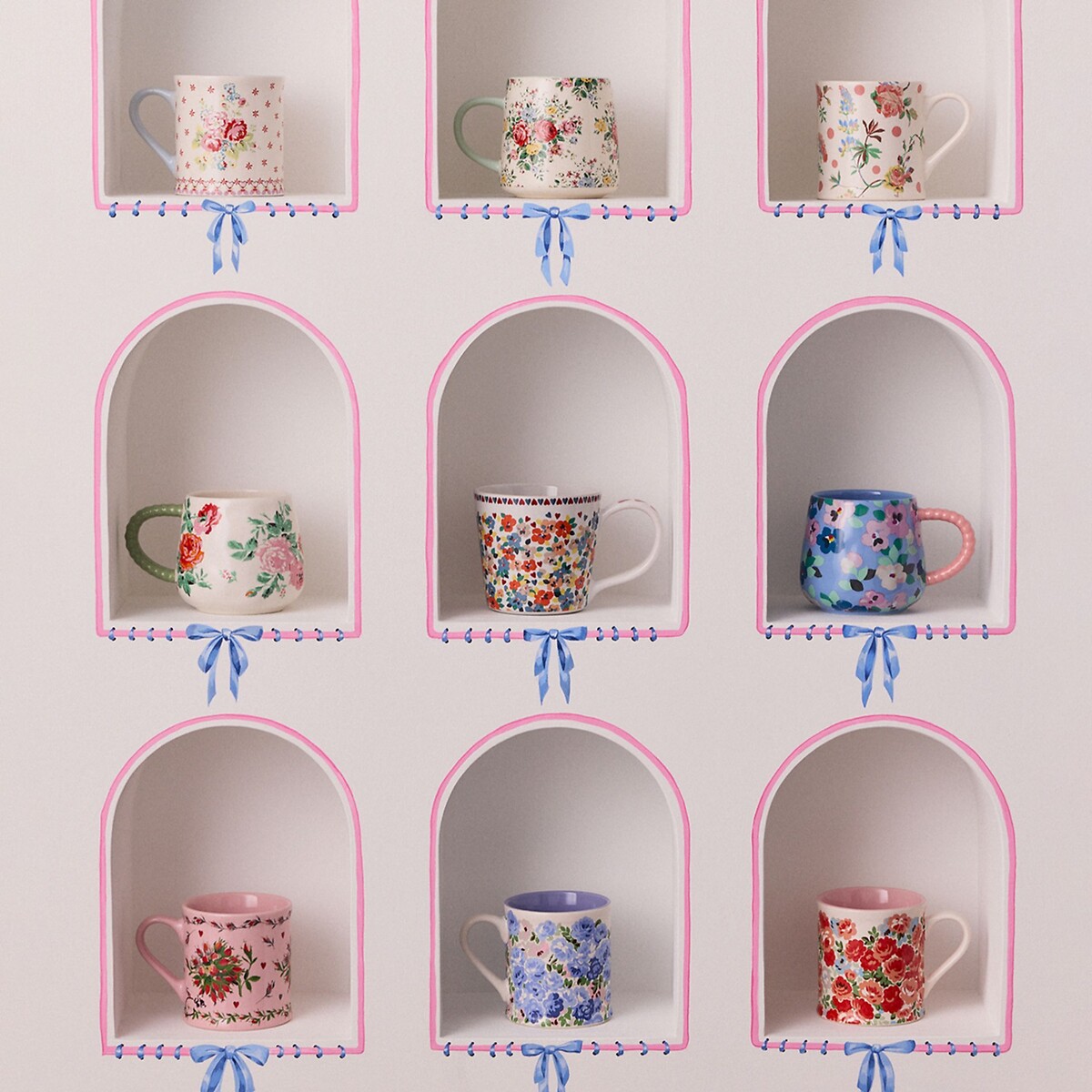 Archive Rose Twisted Handle Billie Mug red, CATH KIDSTON