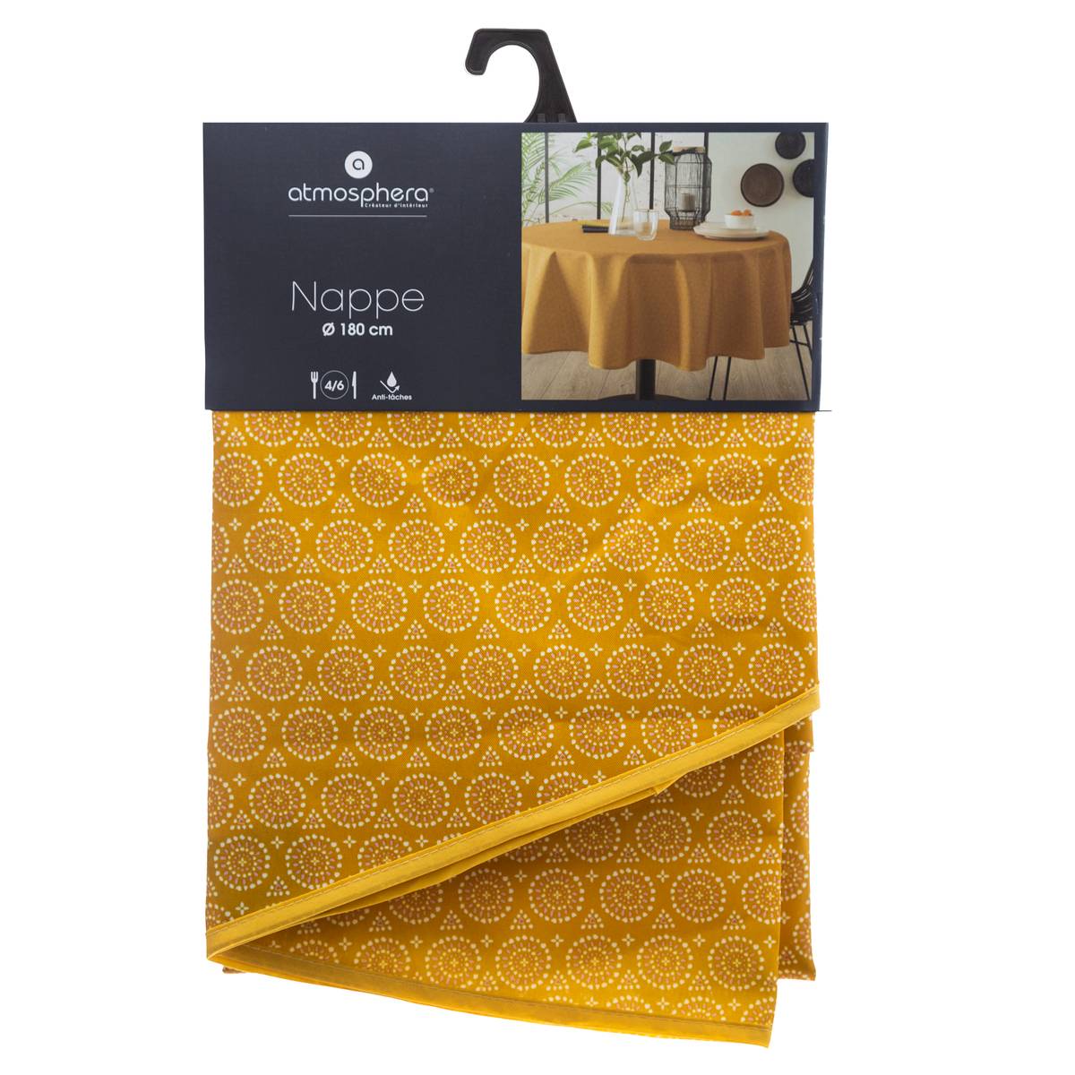 Nappe ronde anti-tâche NAJI ocre, ATMOSPHERA