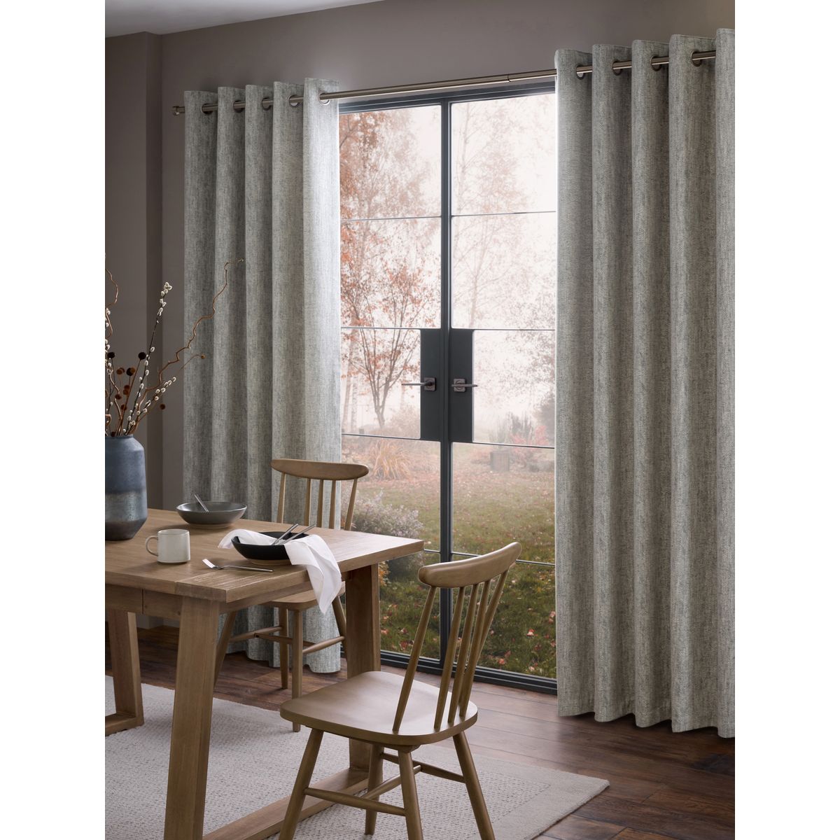 Rideaux confortables à œillets et chevrons gris, NEXT