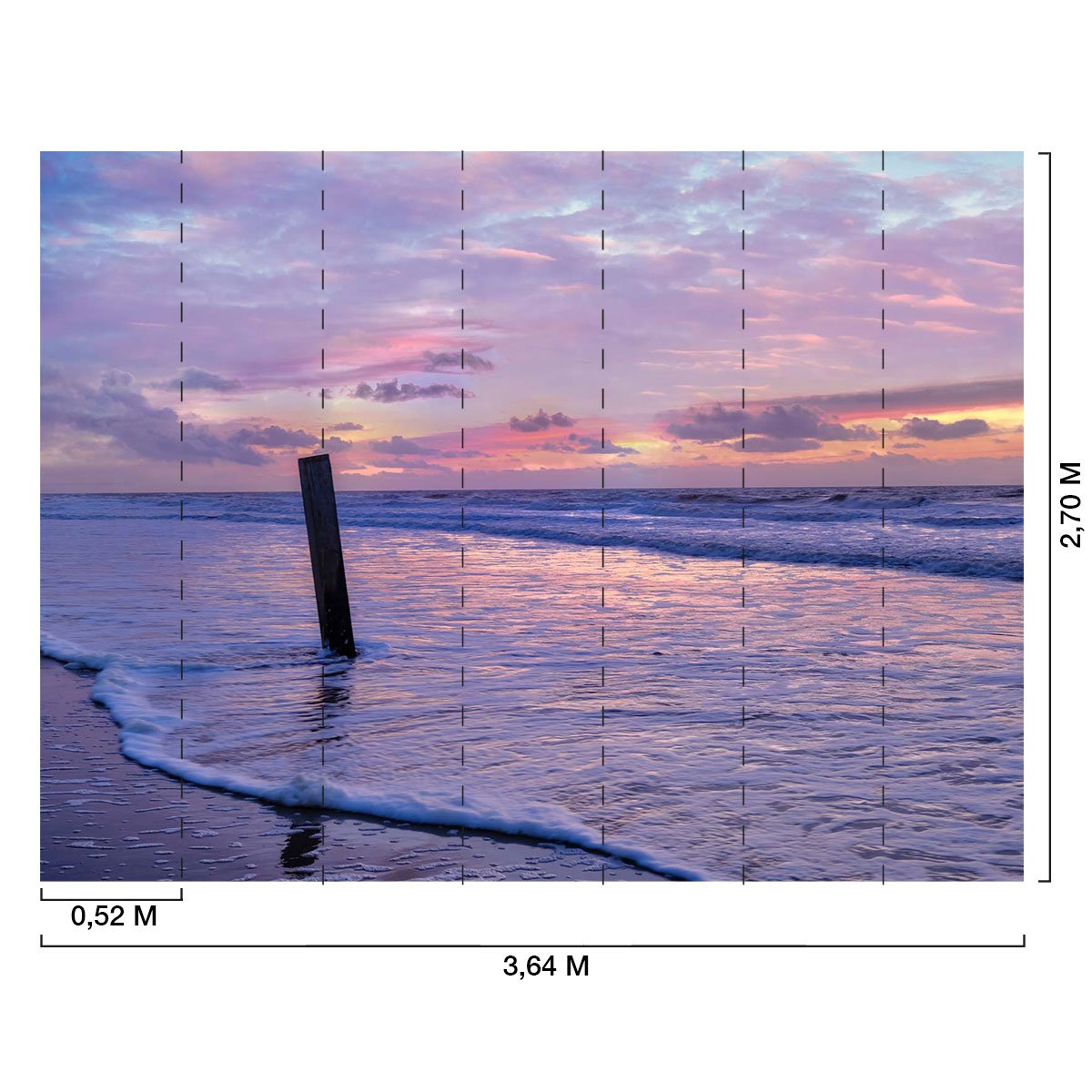 Papier peint panoramique plage et mer au sunset intissé, HEXOA