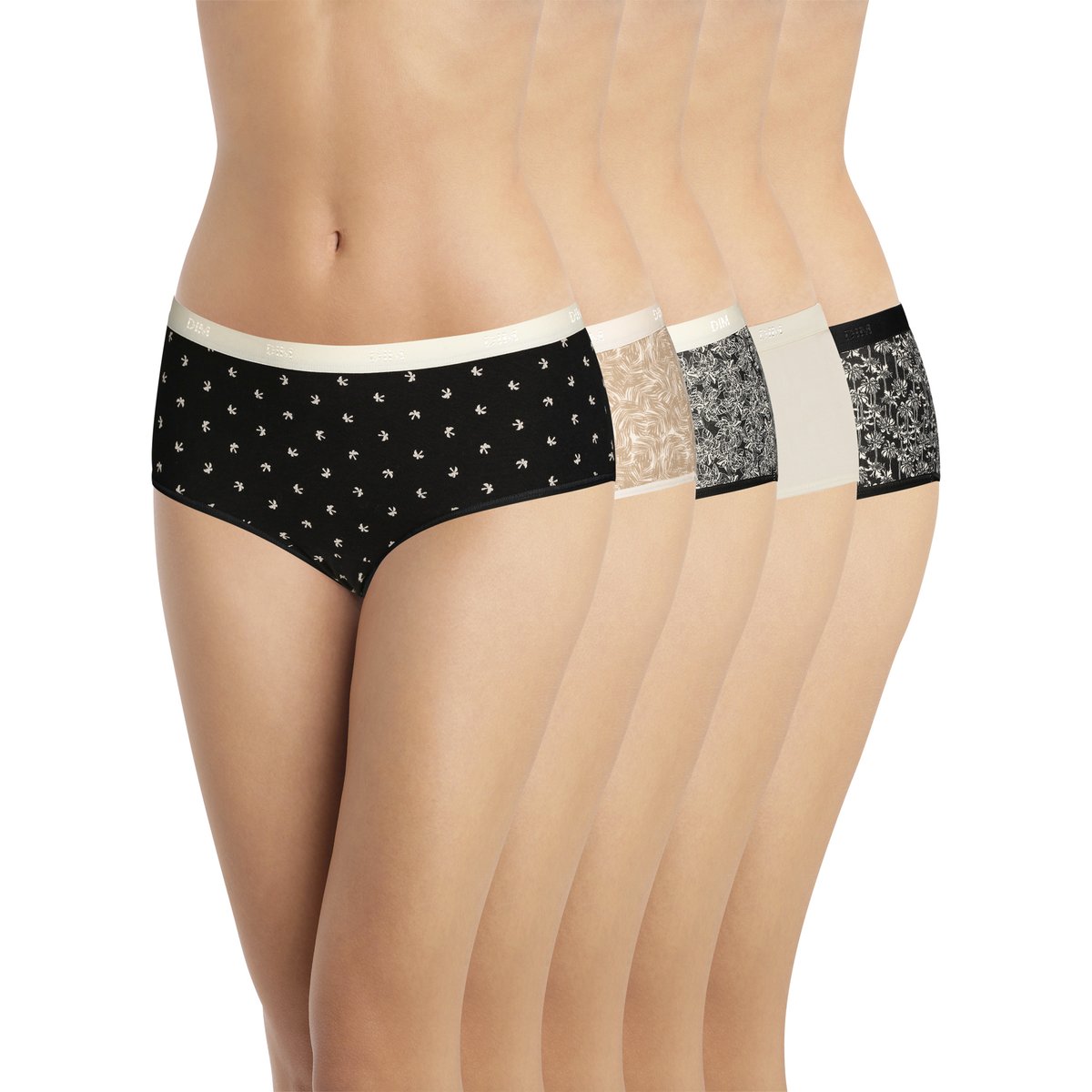 Lot de 5 Shorties Les Pockets Coton noir, DIM