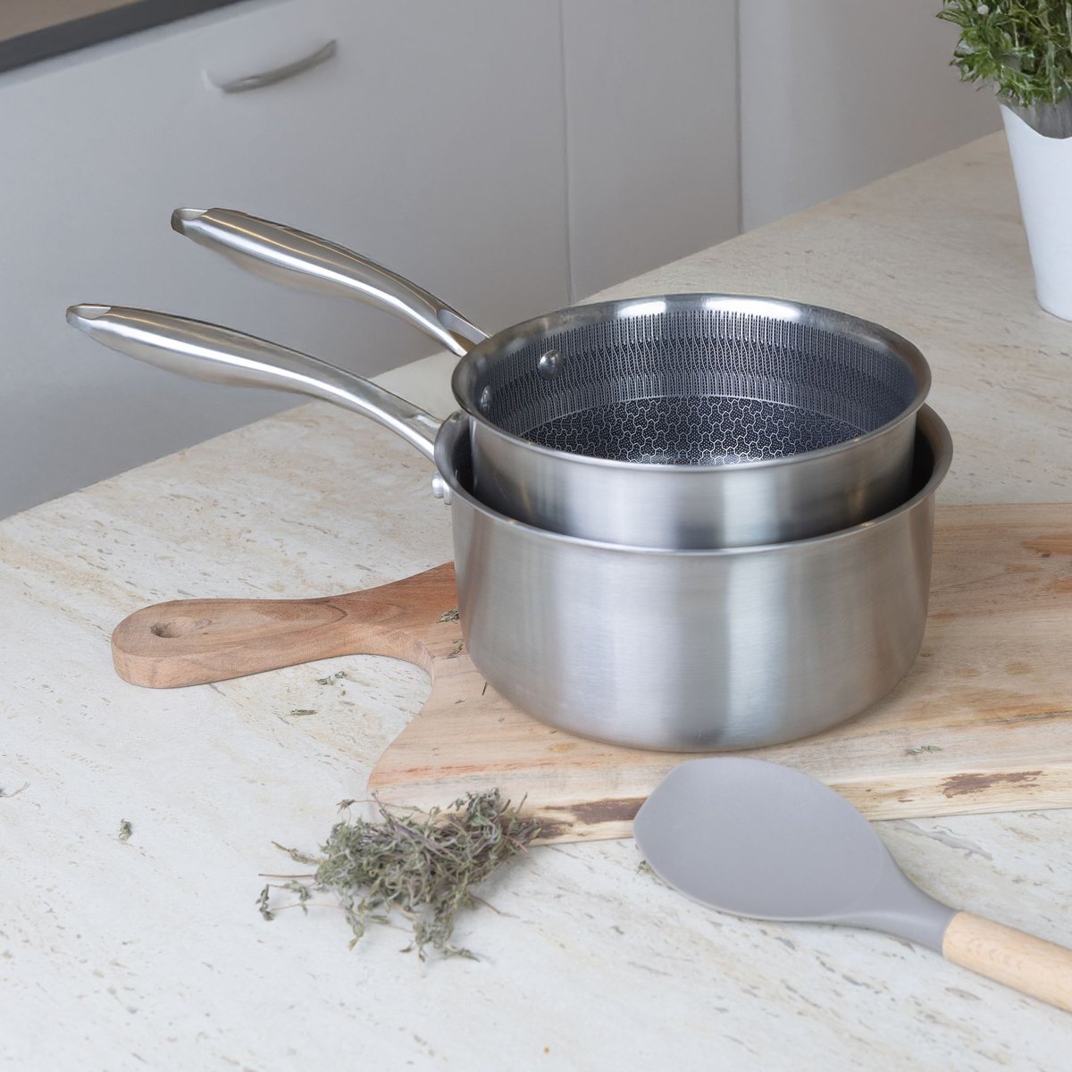 Casserole revêtu 16cm en acier inoxydable, TRINOX inox, MENASTYL