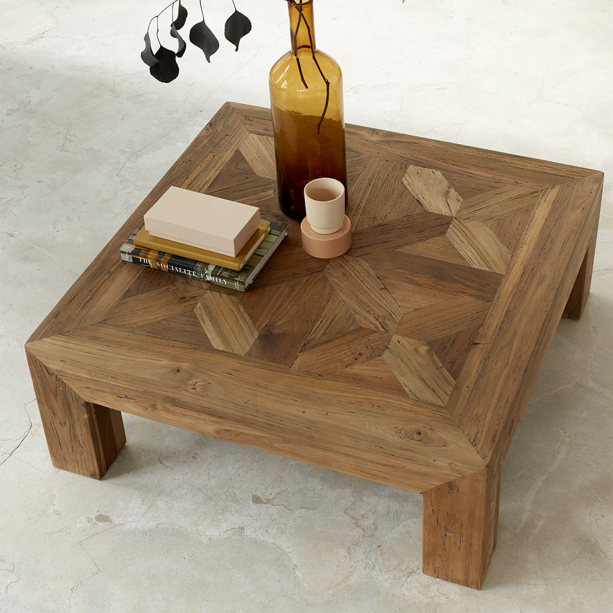 Table basse en bois de teck recyclé 80 cm  CARGO naturel, BERAH GETAH