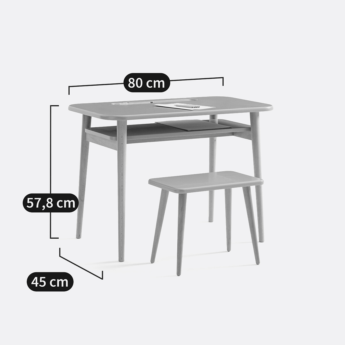Bureau + banc écolier Jimi blanc, LA REDOUTE INTERIEURS