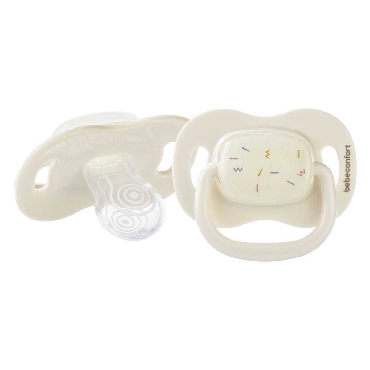 Lot de 2 sucettes réversible phosphorescente silicone 0-6 mois Sand couleur unique, BEBECONFORT