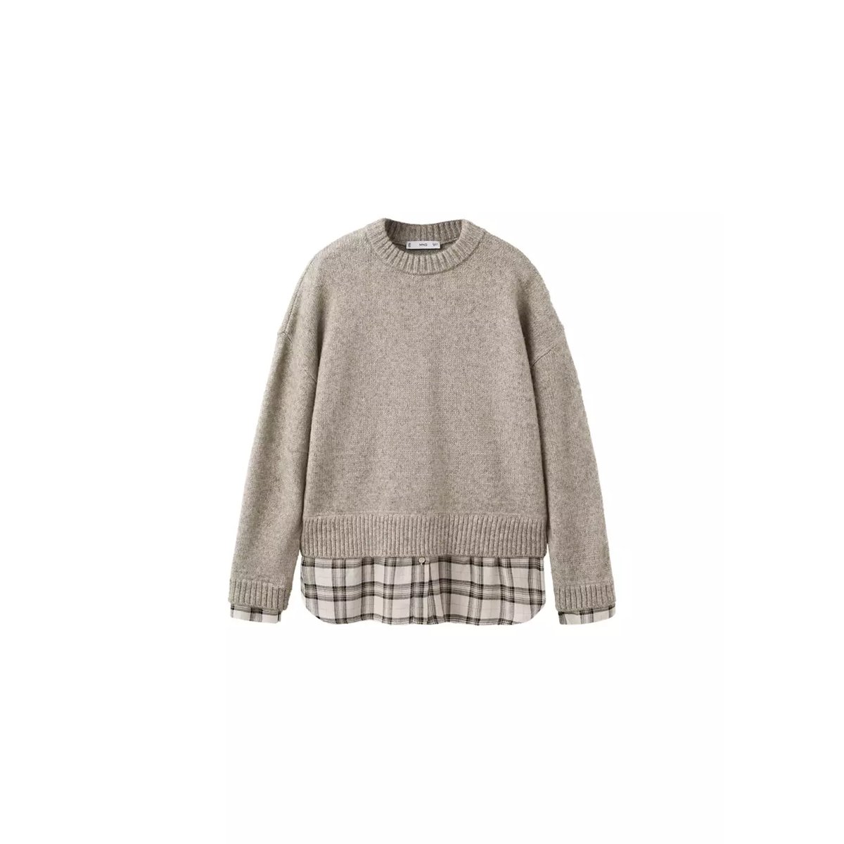 Pull-over chemise combiné marron moyen, MANGO