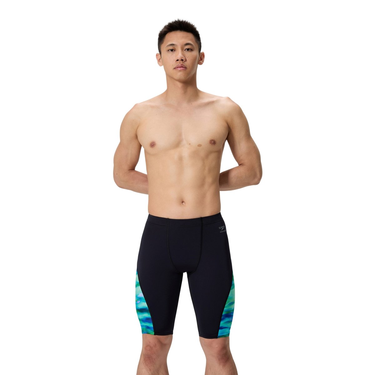 Jammer de natation à taille ajustable motif/style épissage turquoise vif / vert foncé, SPEEDO