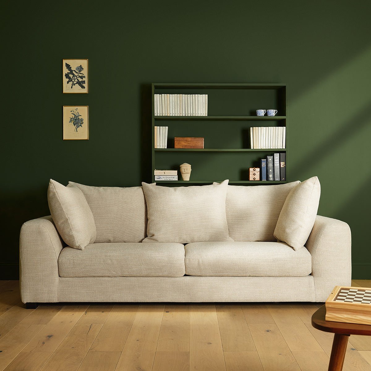Canapé droit 4 places en tissu texturé EDMOND beige chiné, BERAH GETAH