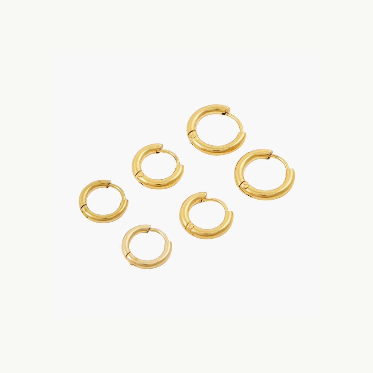 Set de 3 mini créoles en acier inoxydable doré doré, BALABOOSTE