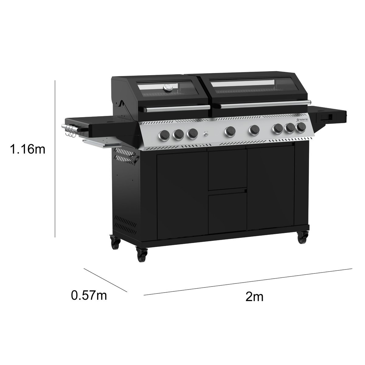 Barbecue en inox, UPSILON noir, NATERIAL