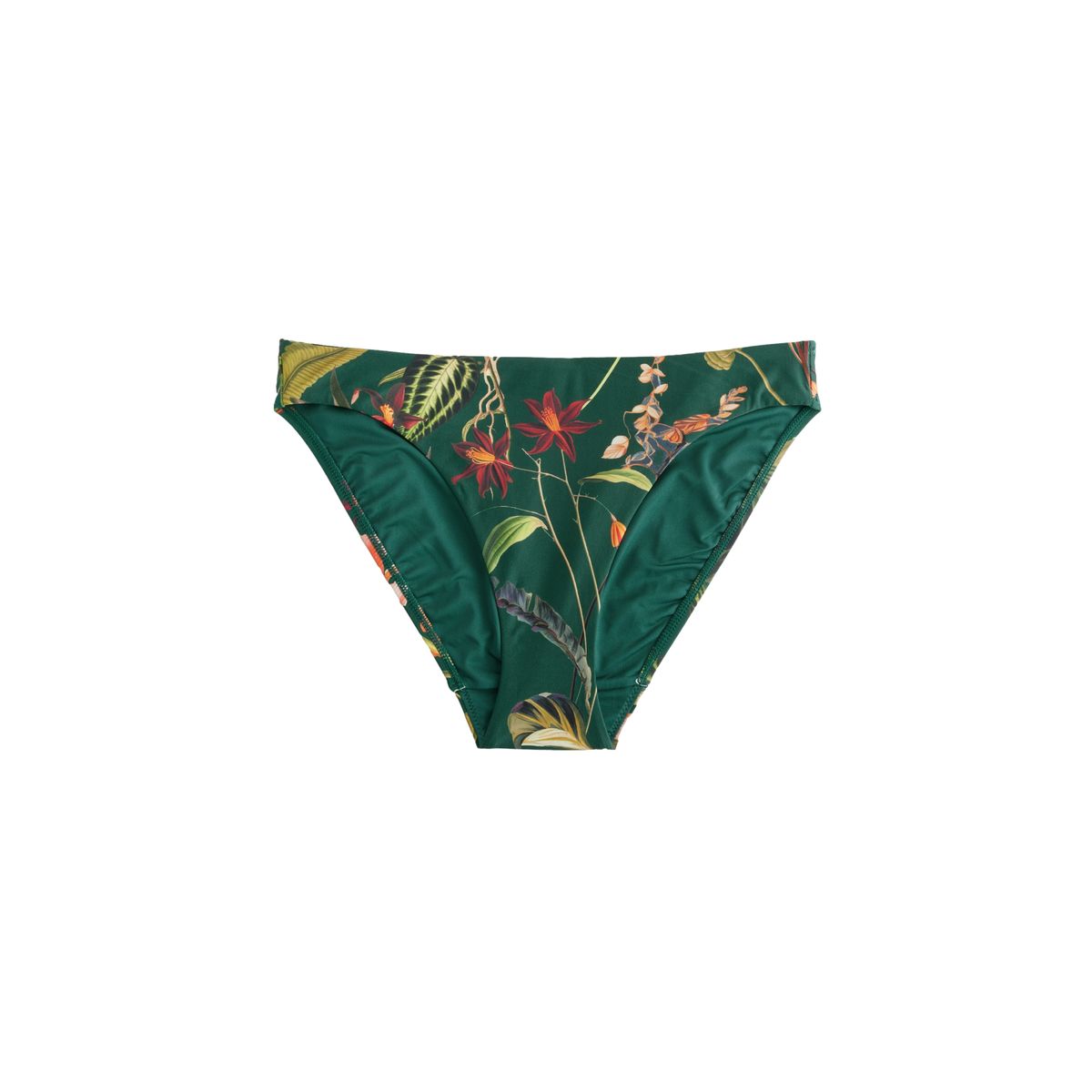 Bas de bikini à côtés froncés échancré vert à imprimé fleurs, NEXT