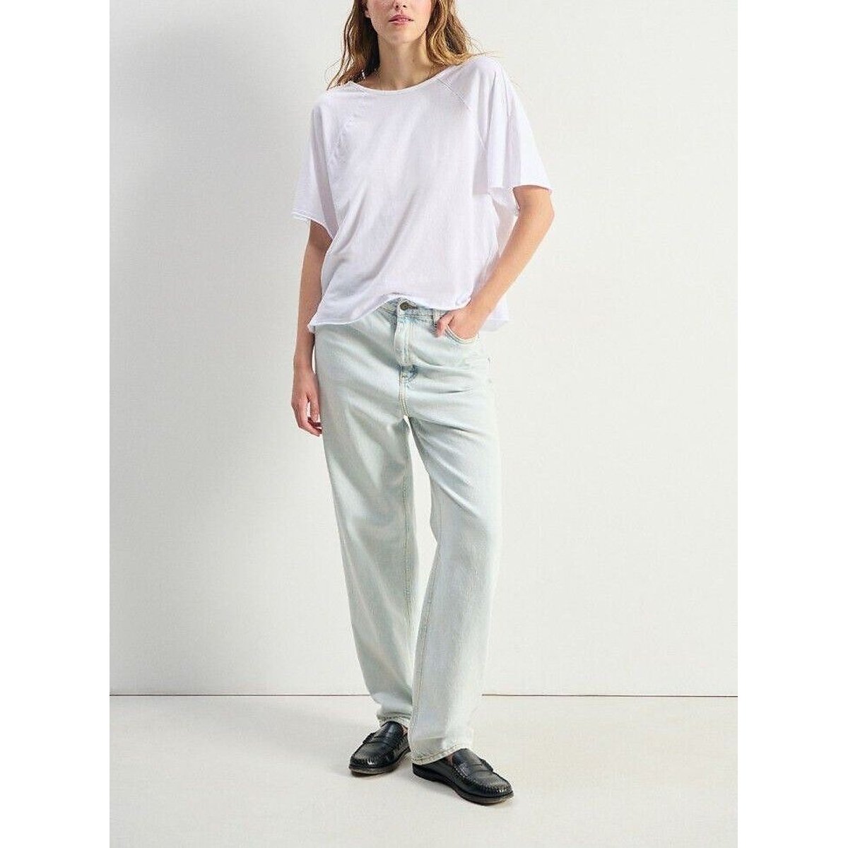 Apoly Boat Neck T-Shirt with Short Sleeves white, AMERICAN VINTAGE