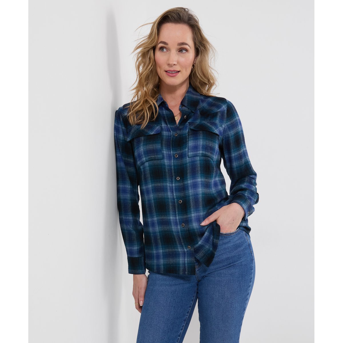 Chemise en Flanelle à Carreaux Anastasia bleu, JOE BROWNS