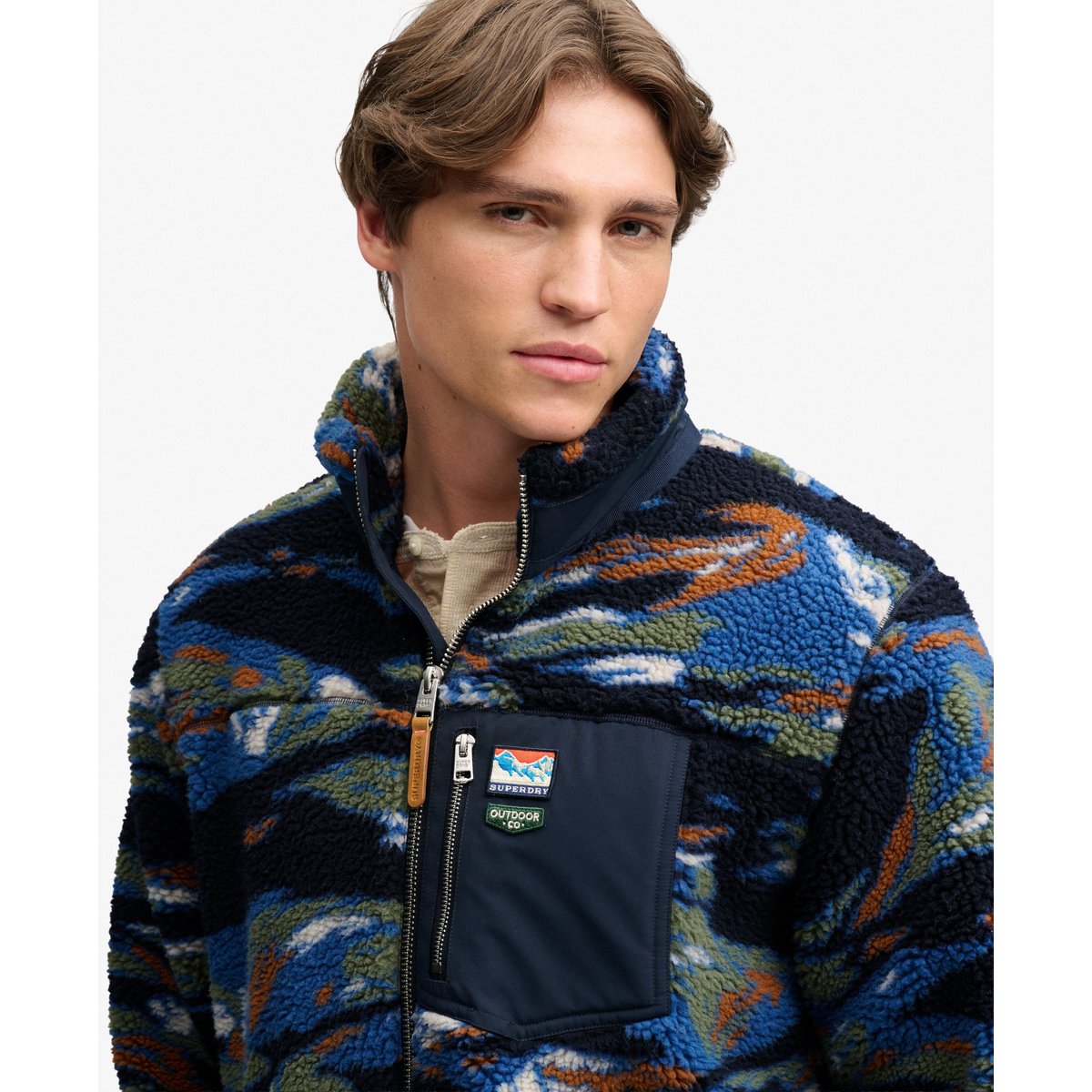 Terrain Fleece Zip Through coupe décontractée terrain marine, SUPERDRY