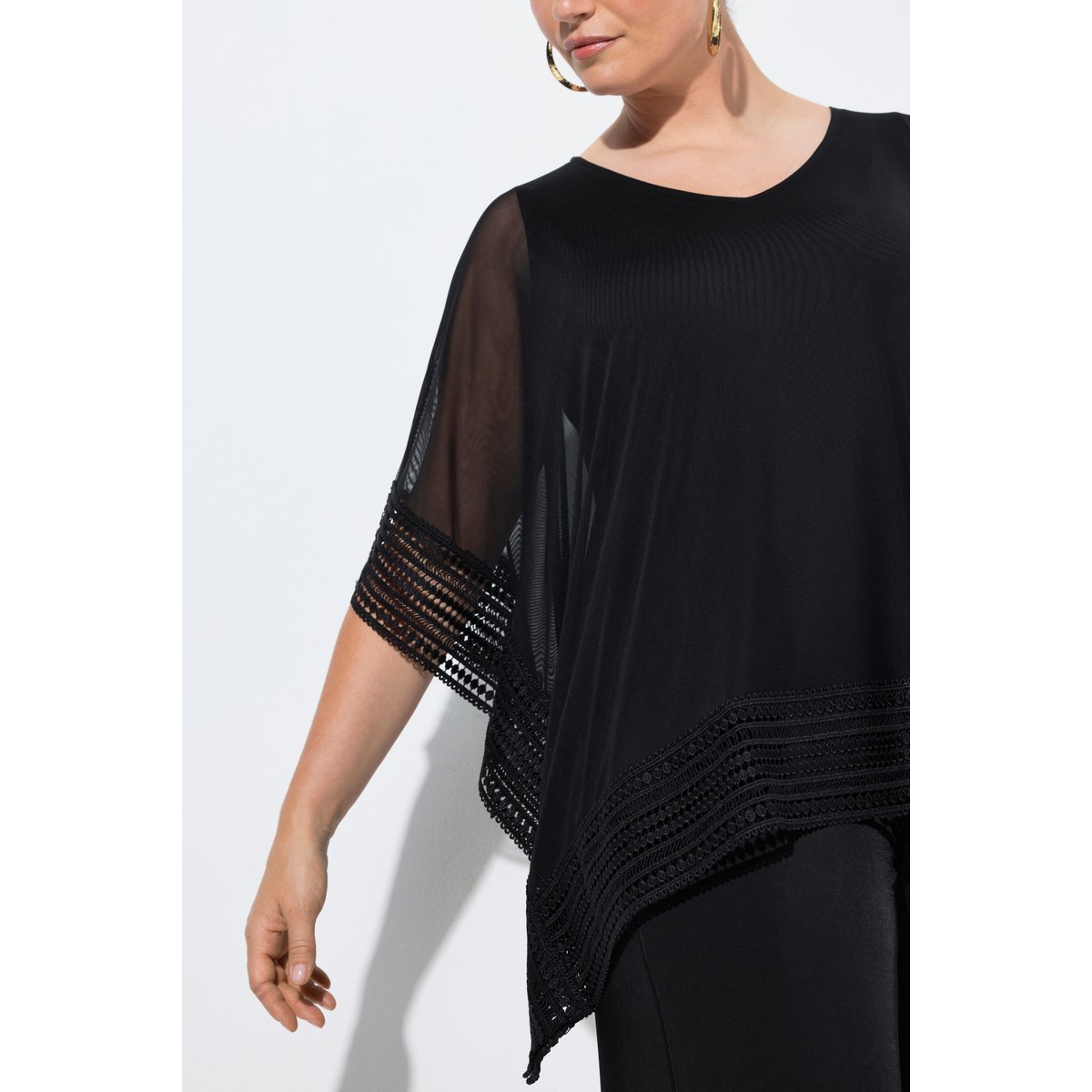Chemisier oversize en tulle noir, ULLA POPKEN