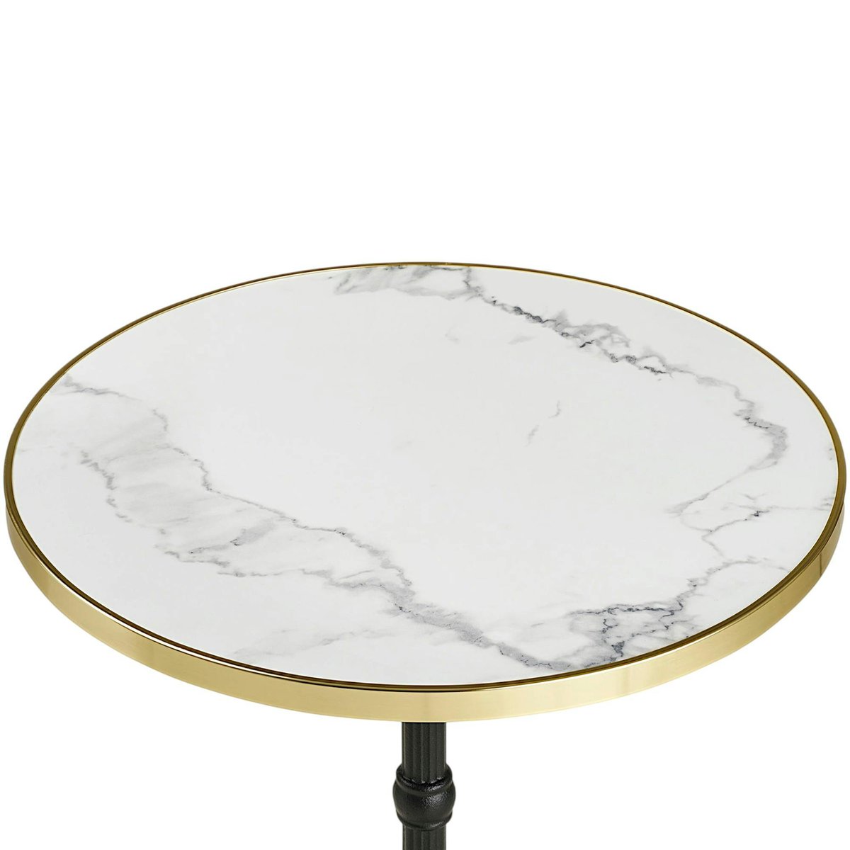 Table bistrot ronde effet marbre blanc pied fonte Ø60 cm TORANO blanc, PIER IMPORT