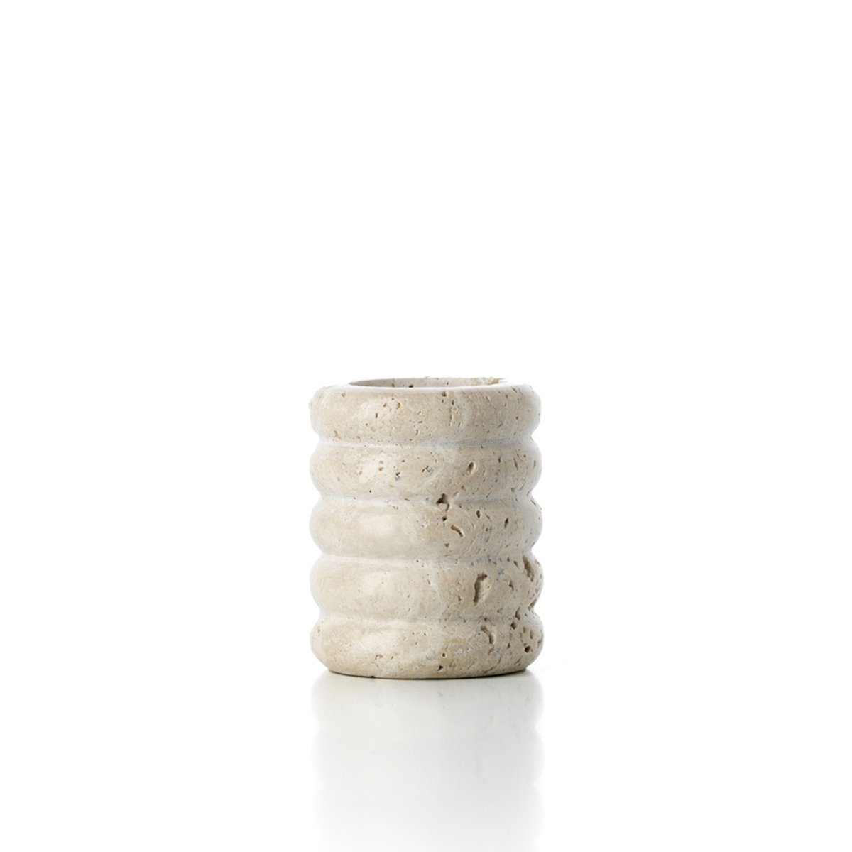 Bougeoir en travertin TRAVERTINE RIPPLE beige, BAZAR BIZAR