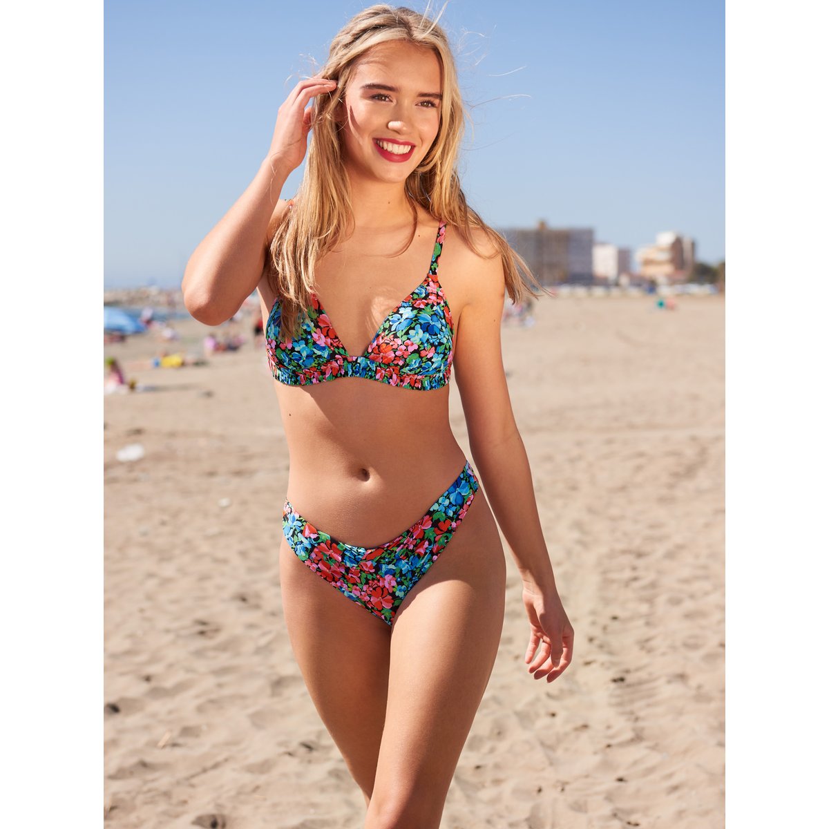 Bas maillot slip de bain échancré taille basse Napoli bleu, LISCA