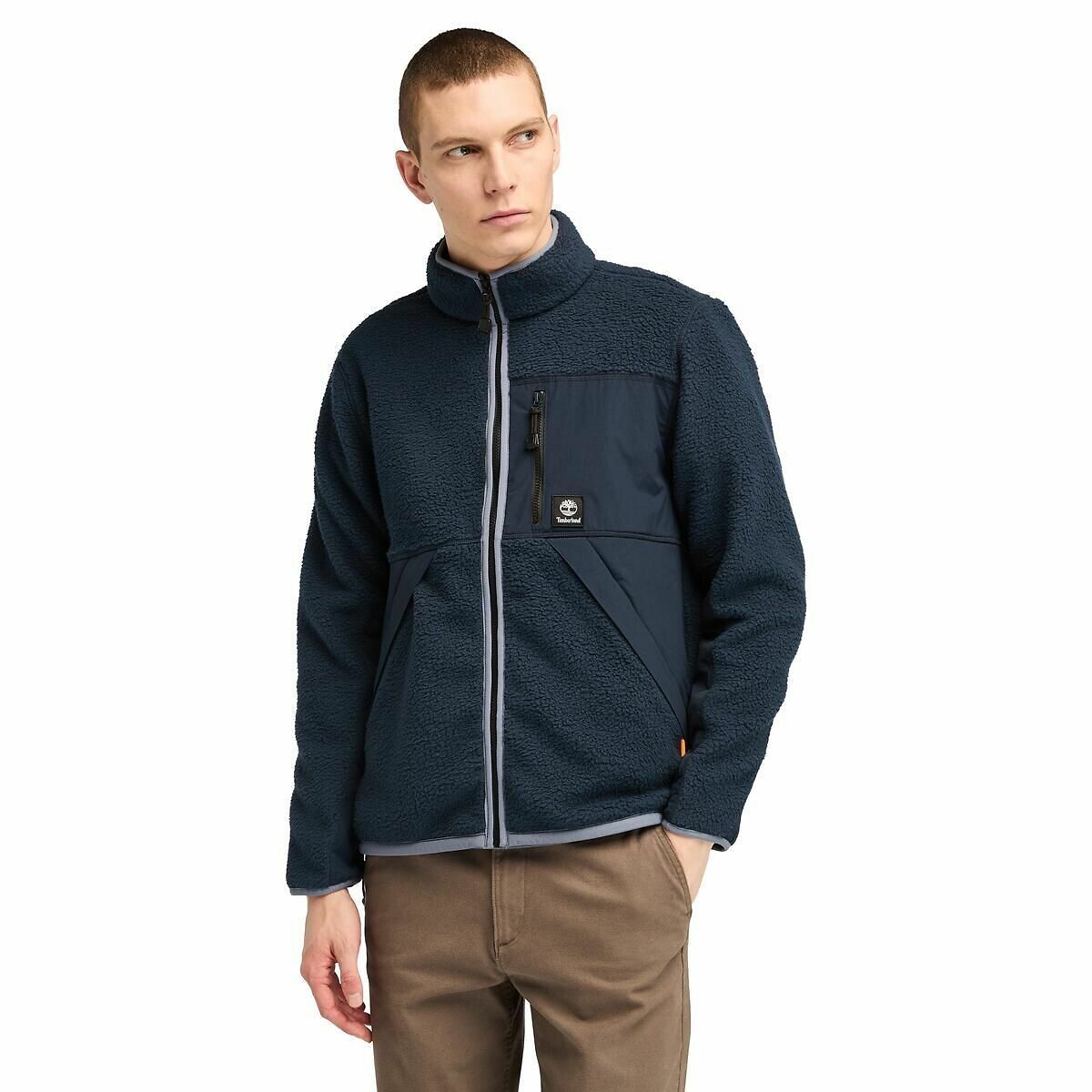 Pull zippé en sherpa bleu marine, TIMBERLAND