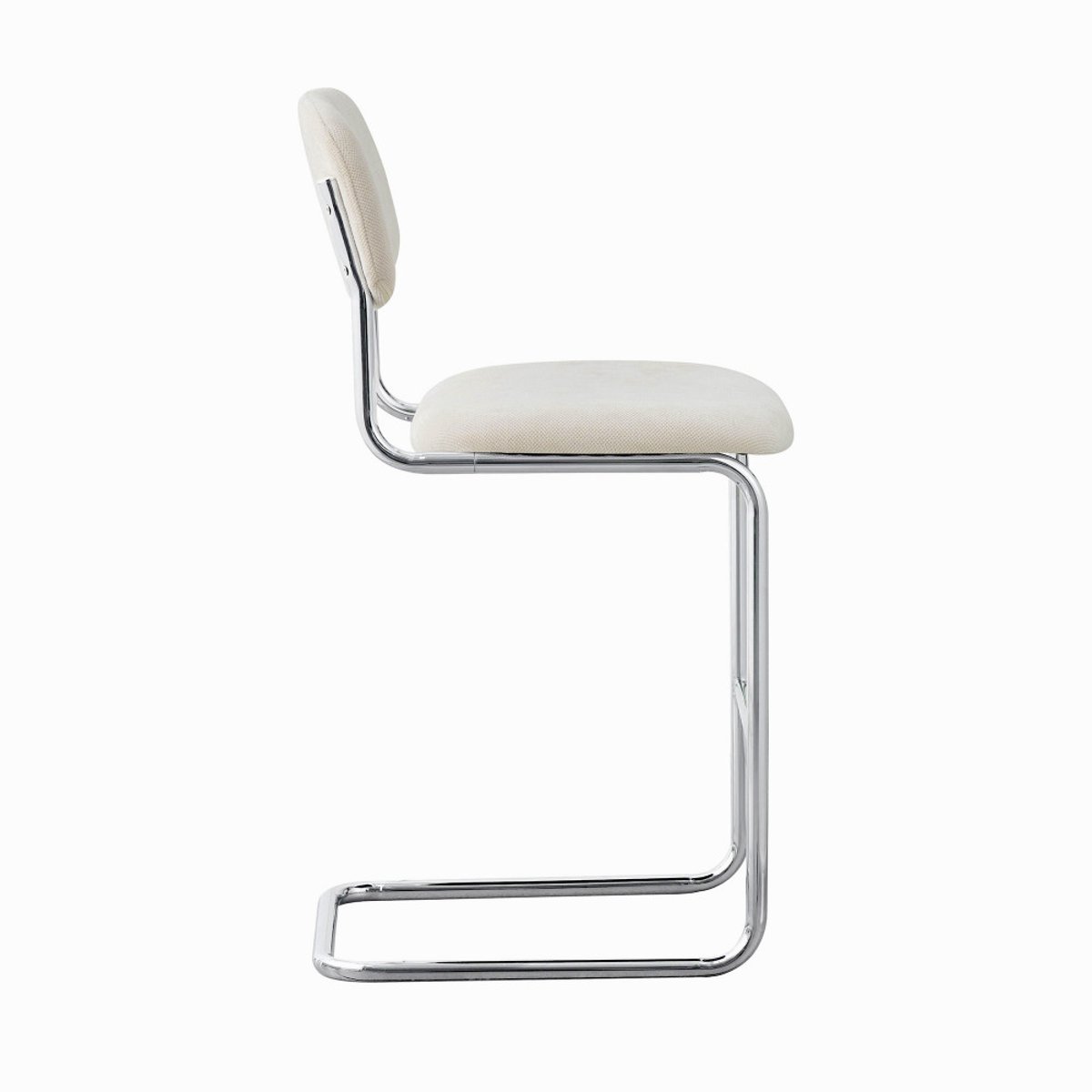 Lot de 2 tabourets de bar en tissu pieds chrome H65cm - MARCEL beige, DRAWER