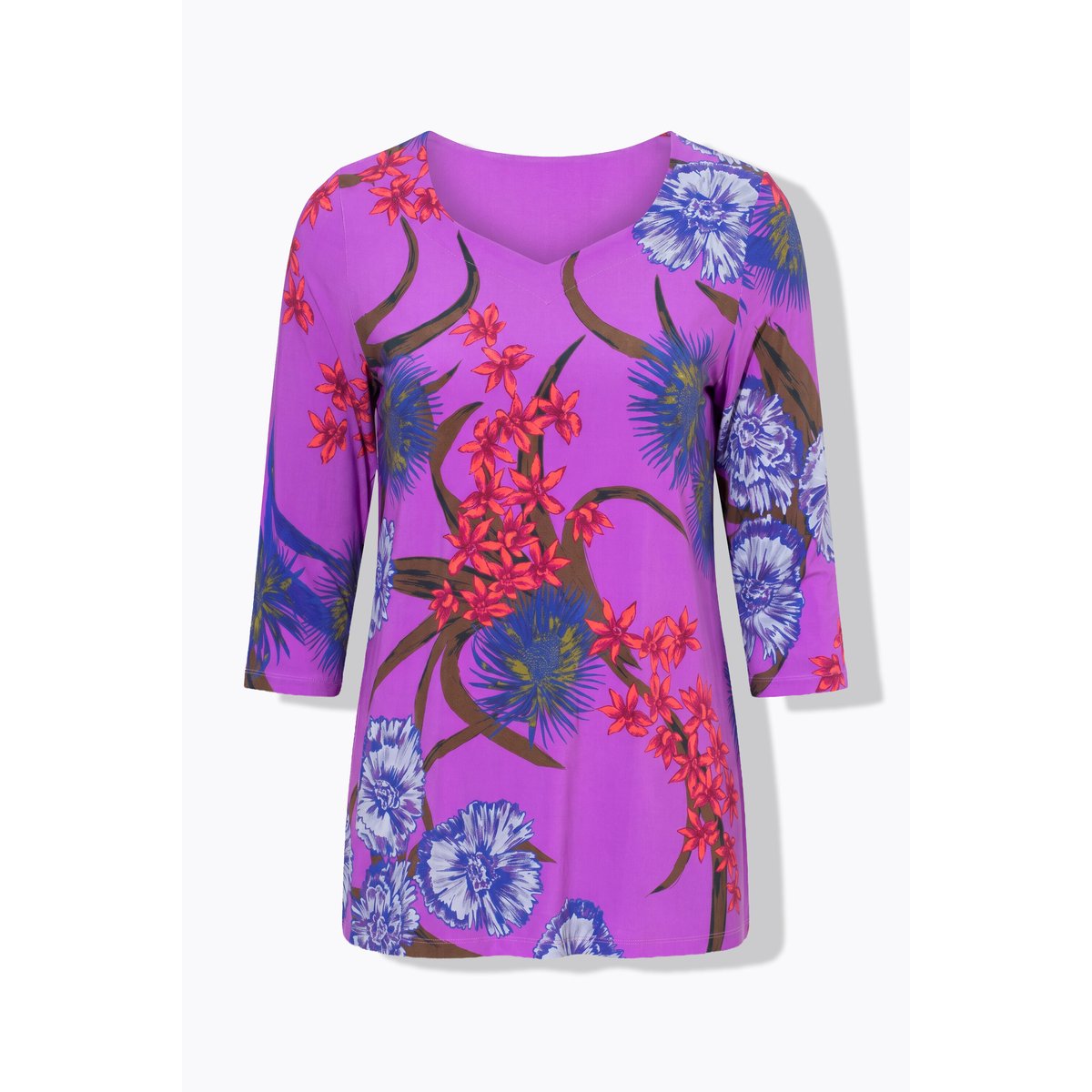 T-shirt au tombé fluide, motif floral lande clair, ULLA POPKEN