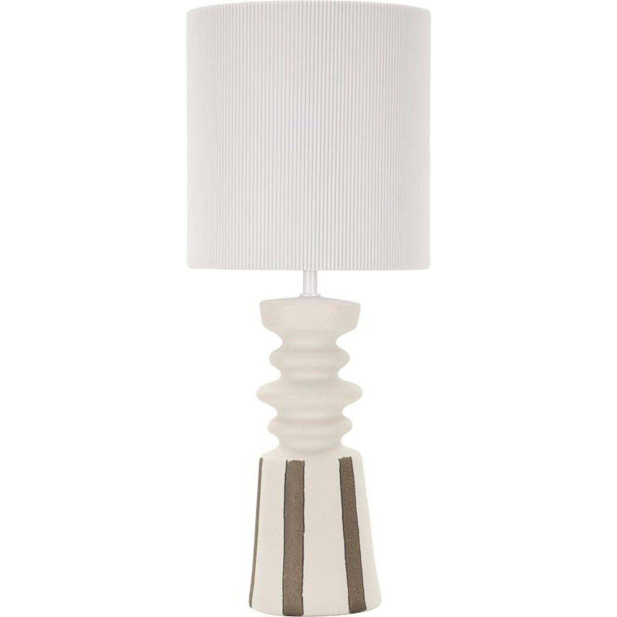 Lampe à poser céramique abat-jour plissé MODERN blanc et doré, RECOLLECTION