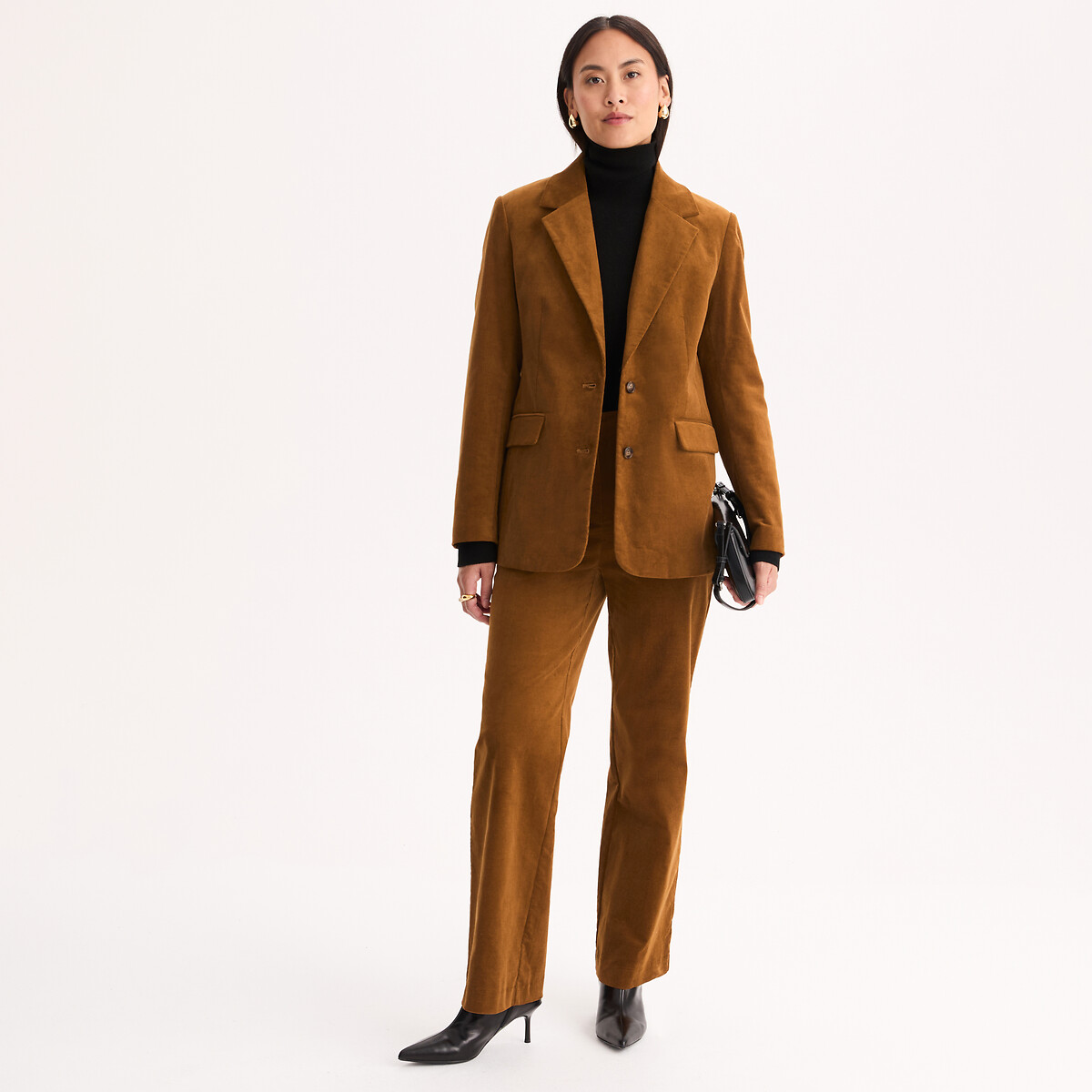 Blazer de pana, corte recto, cierre con botones avellana, ANNE WEYBURN