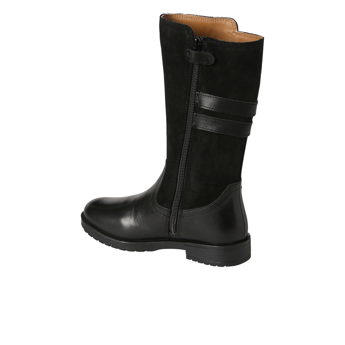 Bottes cavalières zippées cuir noir, VERTBAUDET