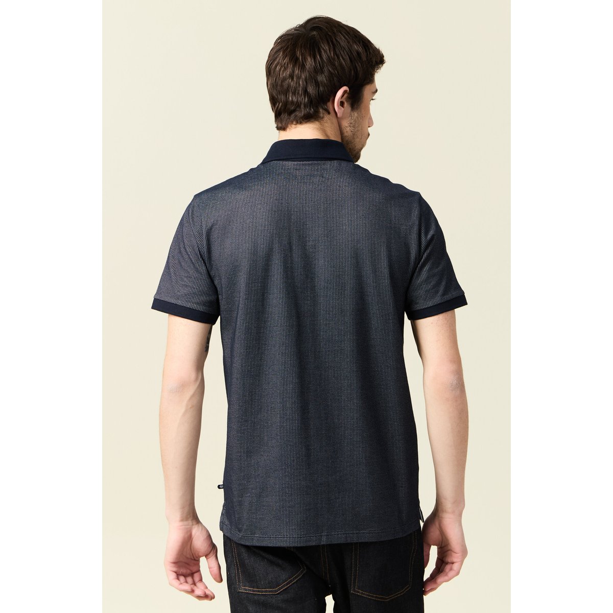 Polo cintré manches courtes col polo bleu marine, BONOBO