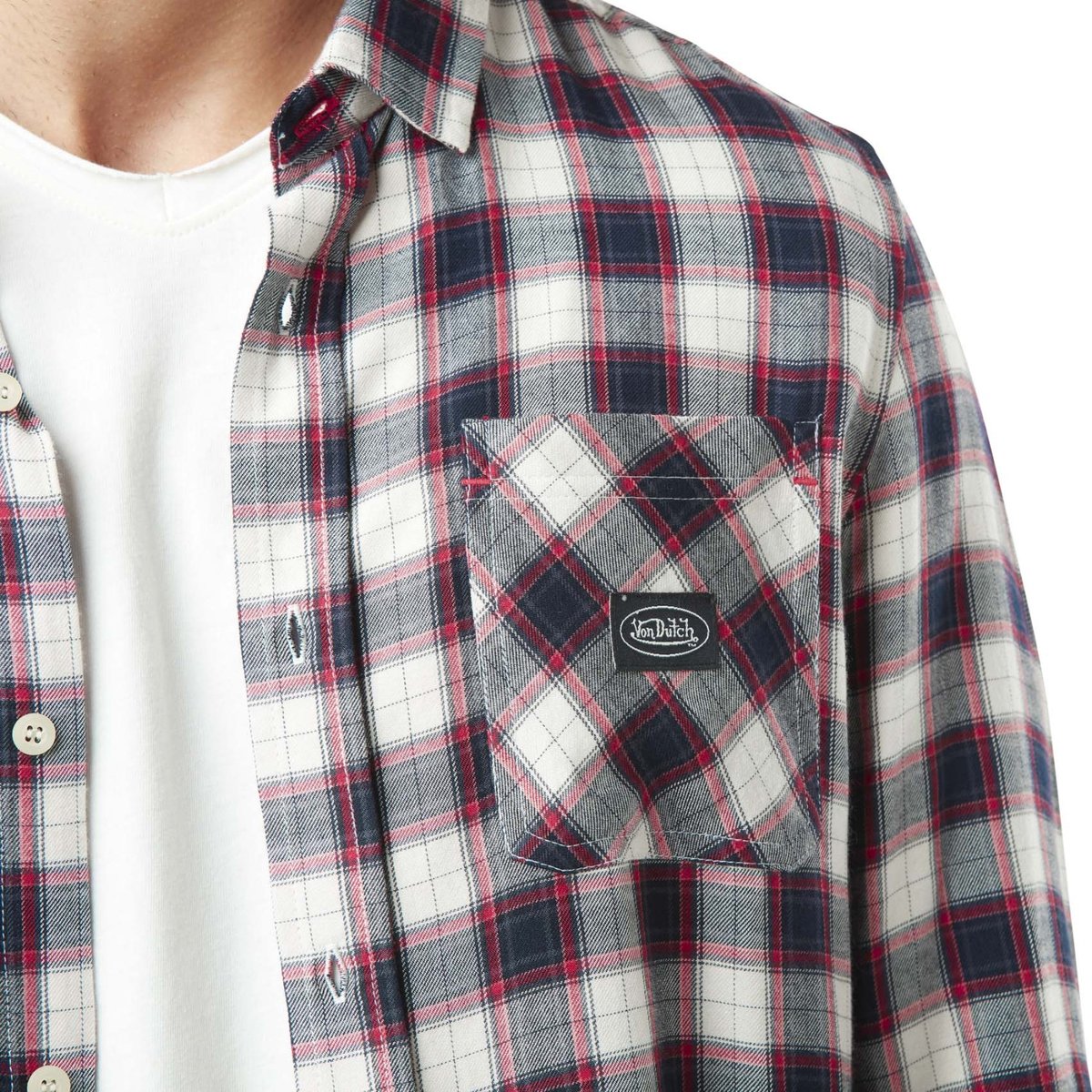 Chemise à carreaux Lex rouge/beige/bleu marine, VON DUTCH