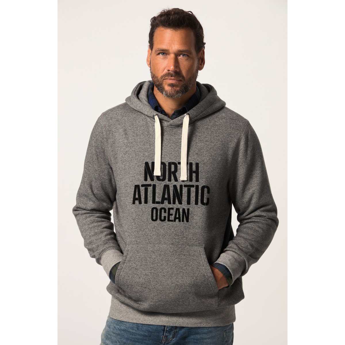 Pull à capuche FLEXNAMIC® chiné gris foncé, JP1880
