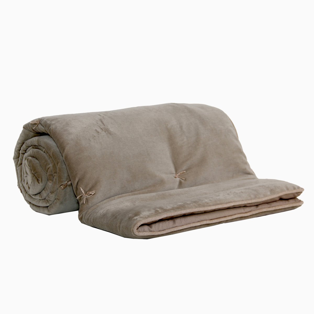 Edredon en velours taupe, SUD ETOFFE