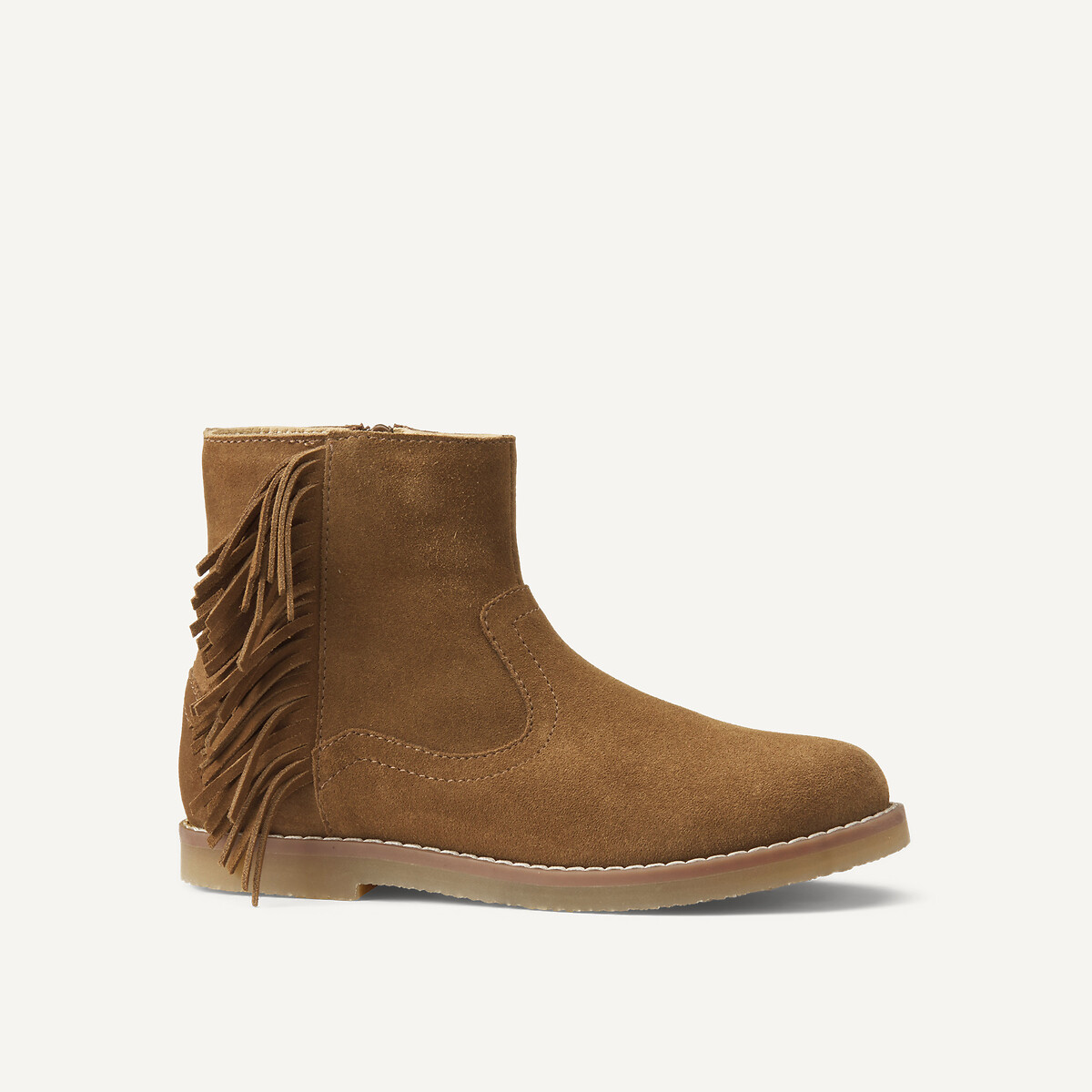 Bottines en cuir à franges camel, LA REDOUTE COLLECTIONS