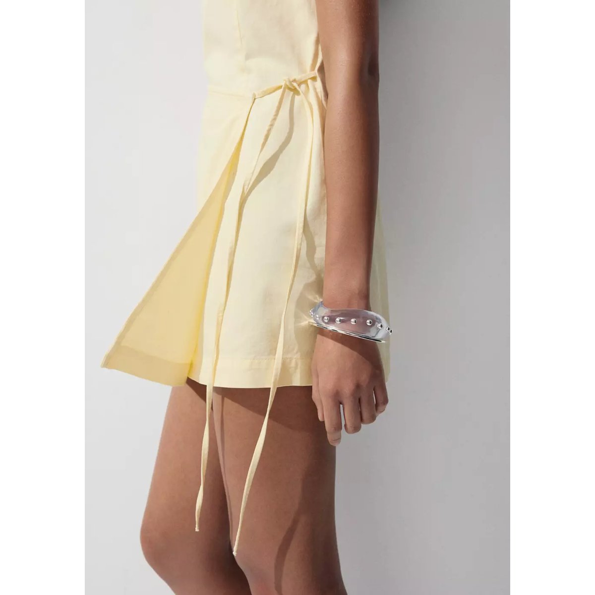 Robe à bretelles détail nœud jaune pastel, MANGO